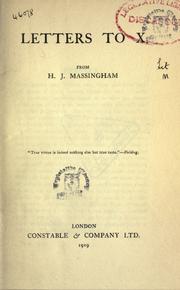 Cover of: Letters to X by H. J. Massingham