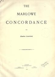 The Marlowe concordance by Charles Crawford
