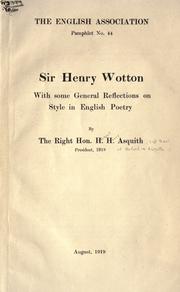 Cover of: Sir Henry Wotton: with some general reflections on style in English poetry.