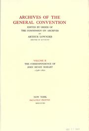 Cover of: The correspondence of John Henry Hobart. by John Henry Hobart