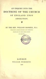 Cover of: enquiry into the doctrine of the Church of England upon absolution