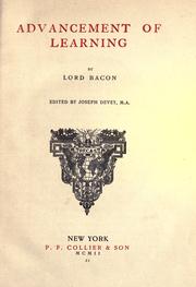 Cover of: Advancement of learning by Francis Bacon