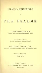 Cover of: Biblical commentary on the Psalms by Franz Julius Delitzsch