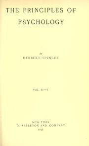 Cover of: The principles of psychology. by Herbert Spencer