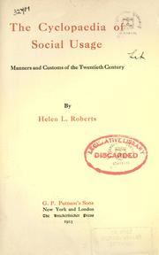 Cover of: The cyclopaedia of social usage: manners and customs of the twentieth century