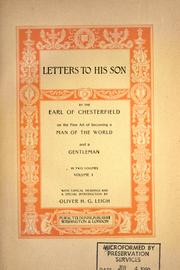 Cover of: Letters to his son on the fine art of becoming a man of the world and a gentleman.: With topical headings and a special introd. by Oliver H.G. Leigh.