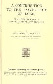 Cover of: A contribution to the psychology of logic, considered from a physiological standpoint