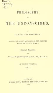 Cover of: Philosophy of the unconscious by Eduard von Hartmann