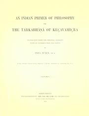 Cover of: Indian primer of philosophy: or, The Tarkabhāsā of Keçavamiçra.  Translated from the original Sanscrit with an introd. and notes by Poul Tuxen.