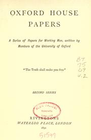 Cover of: Oxford house papers: a series of papers for working men