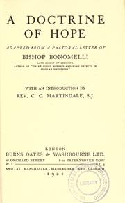 Cover of: doctrine of hope: adapted from a pastoral letter of Bishop Bonomelli