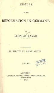 Cover of: History of the Reformation in Germany. by Leopold von Ranke