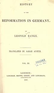 Cover of: History of the Reformation in Germany.
