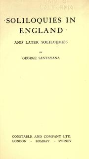 Cover of: Soliloquies in England and later soliloquies by George Santayana