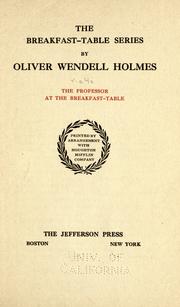 Cover of: The " Breakfast-table" series. by Oliver Wendell Holmes, Sr.
