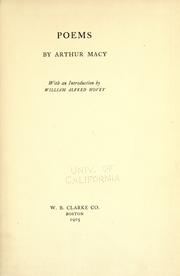 Cover of: Poems by Arthur Macy