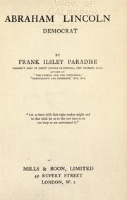 Cover of: Abraham Lincoln, democrat by Frank Ilsley Paradise, Frank Ilsley Paradise