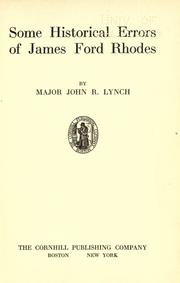 Cover of: Some historical errors of James Ford Rhodes