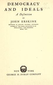 Cover of: Democracy and ideals by Erskine, John