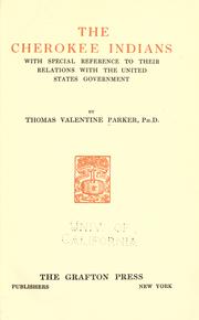 Cover of: Cherokee Indians | Thomas Valentine Parker