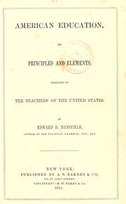 Cover of: American education by Edward Deering Mansfield, Edward Deering Mansfield