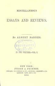 Cover of: Miscellaneous essays and reviews by Albert Barnes