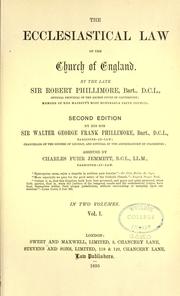Cover of: The ecclesiastical law of the Church of England.