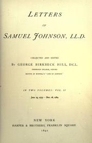 Cover of: Letters of Samuel Johnson by Samuel Johnson