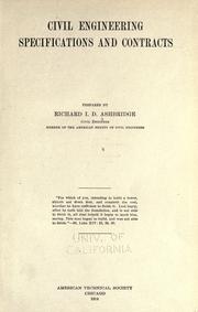 Cover of: Civil engineering specifications and contracts by Richard I. D. Ashbridge