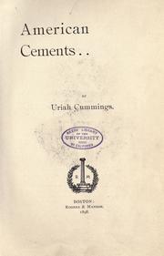 Cover of: American cements. by Uriah Cummings