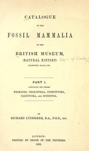 Cover of: Catalogue of the fossil Mammalia in the British museum (Natural History)