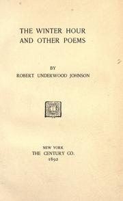Cover of: The winter hour, and other poems by Robert Underwood Johnson