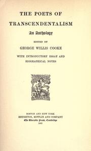 The poets of transcendentalism by George Willis Cooke