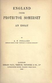 Cover of: England under Protector Somerset by A. F. Pollard