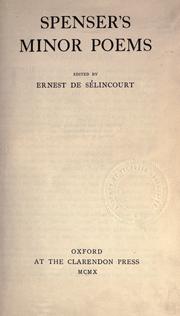 Cover of: Spenser's minor poems