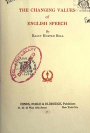 Cover of: The changing values of English speech