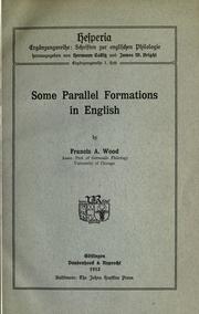 Cover of: Some parallel formations in English.