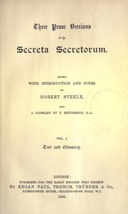 Cover of: Three prose versions of the Secreta secretorum