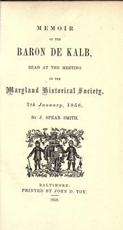 Memoir of the Baron de Kalb by John Spear Smith