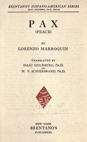 Cover of: Pax (Peace) by Lorenzo Marroquín