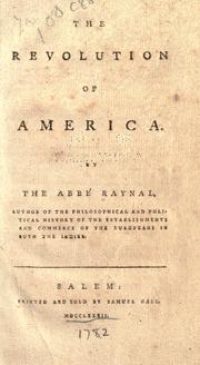 Cover of: The revolution of America. by Raynal abbé