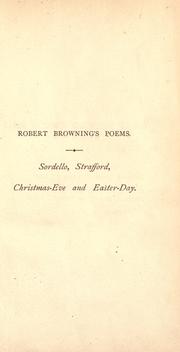 Cover of: Sordello, Strafford, Christmas-eve and Easter-day by Robert Browning