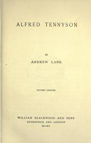 Cover of: Alfred Tennyson. by Andrew Lang