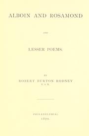 Cover of: Alboin and Rosamond by Robert Burton Rodney