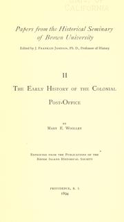 Cover of: early history of the colonial post-office
