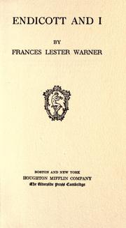 Cover of: Endicott and I by Frances Lester Warner