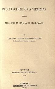 Cover of: Recollections of a Virginian in the Mexican, Indian, and civil wars by Dabney Herndon Maury