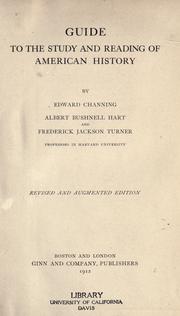 Cover of: Guide to the study and reading of American history