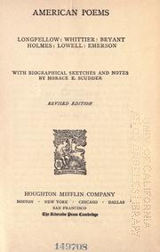 Cover of: American poems.: Longfellow: Whittier: Bryant: Holmes: Lowell: Emerson