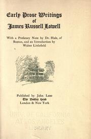 Cover of: Early prose writings of James Russell Lowell by James Russell Lowell